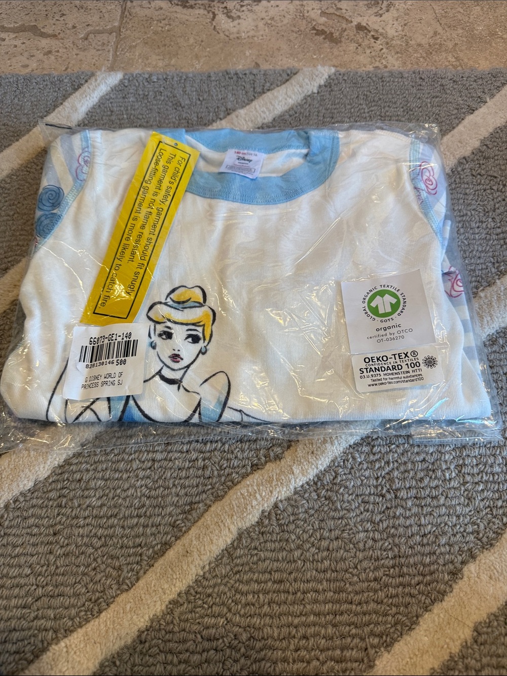 Hanna Andersson White Tee with Blue Trim and Princess Sketch